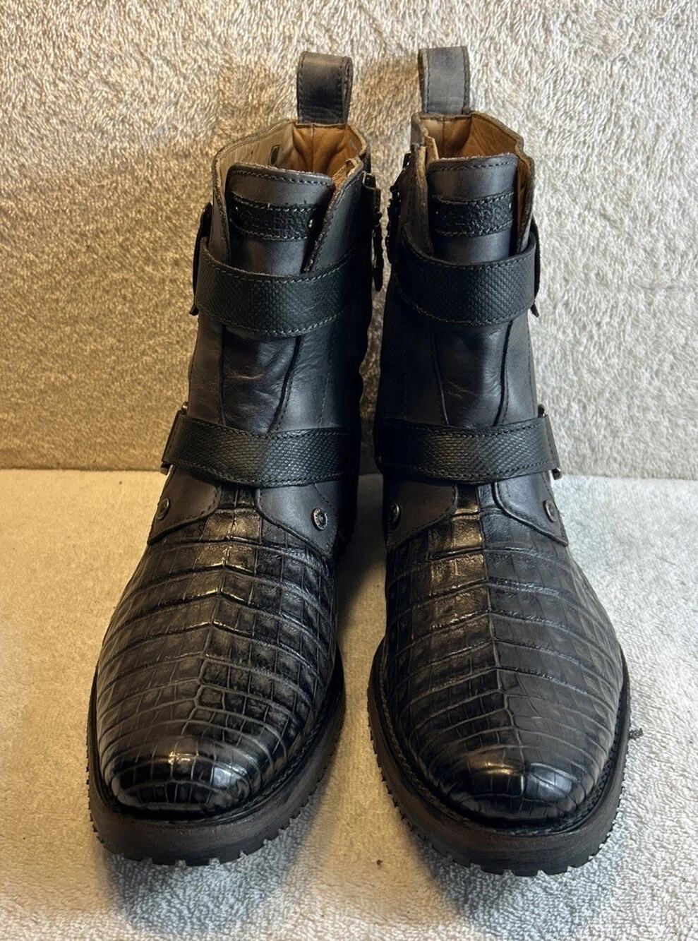 Cuadra Beige Caiman casual leather zip ankle boots for men Size 9 EE